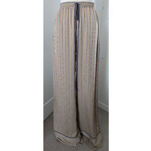 BCBGMAXAZRIA RUNWAY Long Wide-Leg Stripe Satin Pant Size S